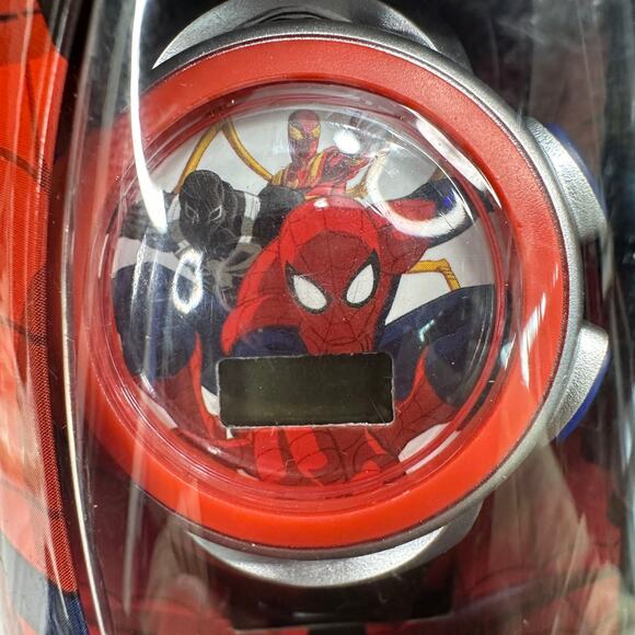 Marvel Spiderman Kid Boys Casual Quartz Led Watch Red SPMKD740CT w/ Cylinder Tin - Picture 8 of 9